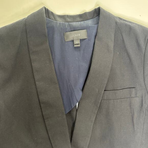 J.Crew Linen, Cotton Unstructured Shawl Collar Black Blazer 12 - Picture 2 of 10